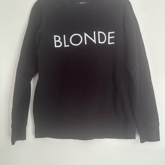 Brunette The Label Tops - Medium Brunette The Label Black Sweater with White 'BLONDE' Text